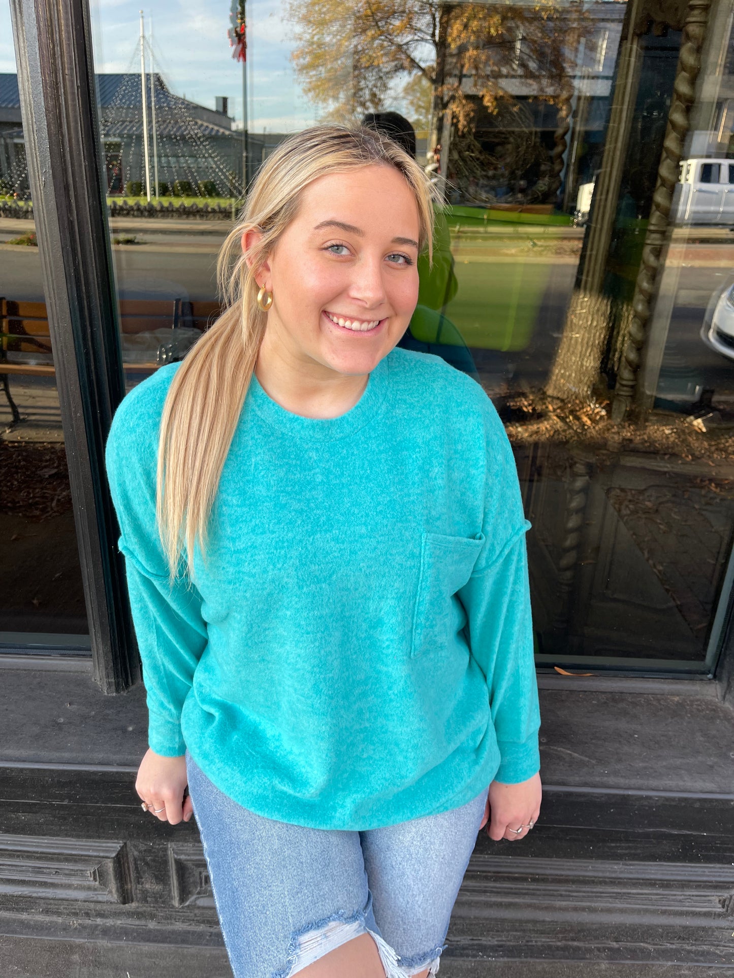 Zenana “Made For Comfort” Top In Teal