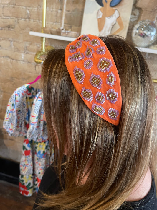 Orange Leopard Print Gameday Headband