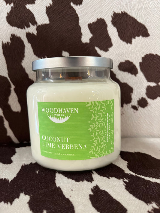 “Coconut Lime Verbena” Woodhaven Candle